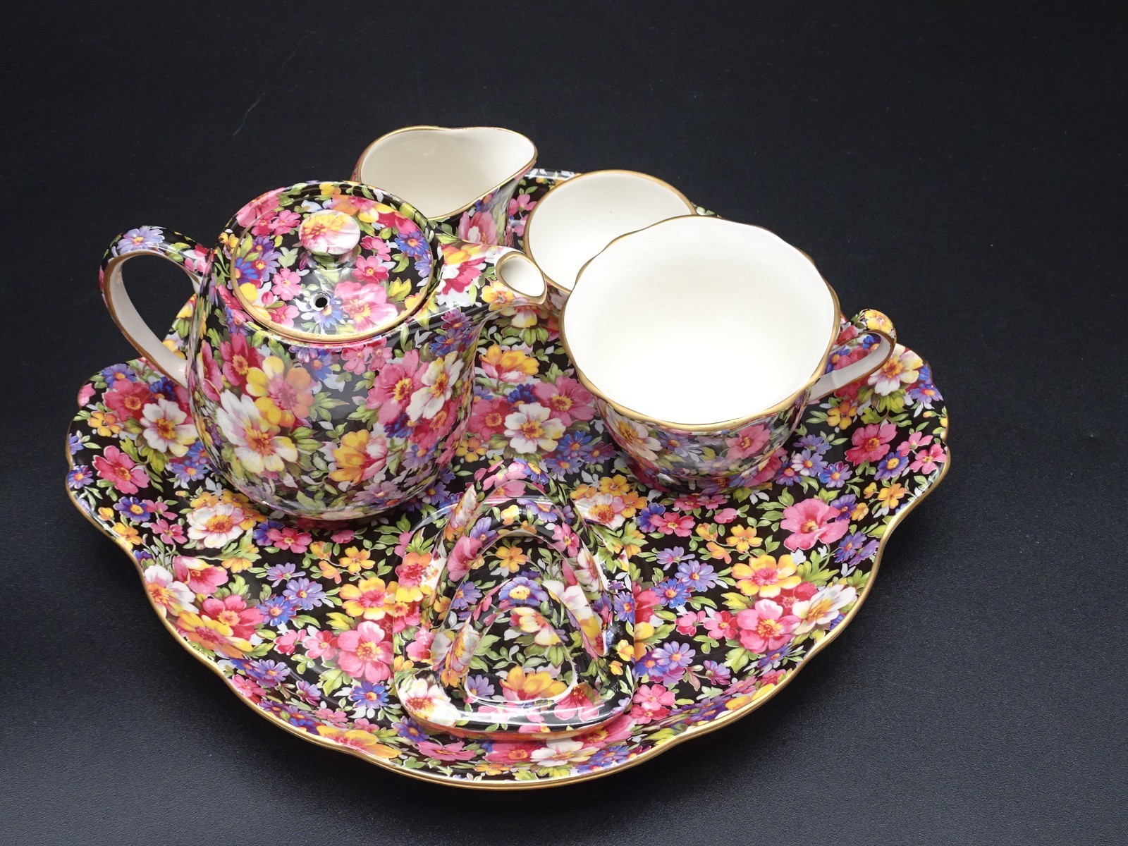 JAMES KENT STAFFORDSHIRE "LYDIA" CHINTZ BREAKFAST SET 100TH ANNIVERSARY EDITION