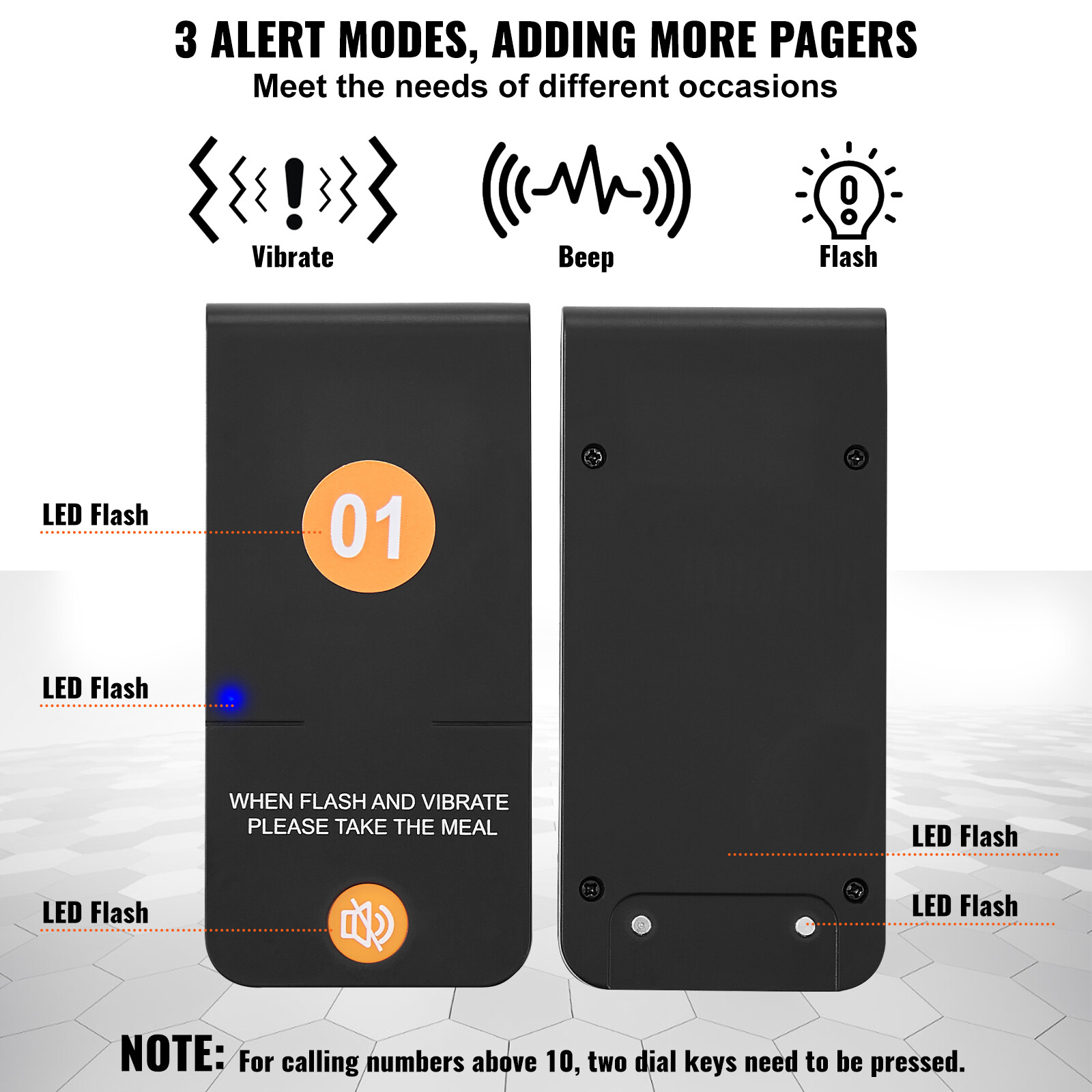 VEVOR Restaurant Pager System 16 Beepers Wireless Guest Paging Queuing Calling