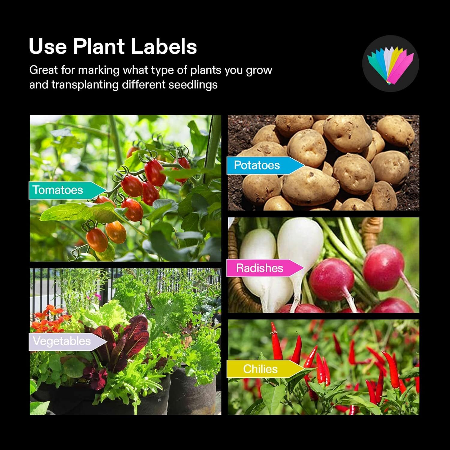 VIVOSUN 5-Pack 3/5/7/10/15/25 gallon Grow Bags, 360G Thick Nonwoven Fabric Black