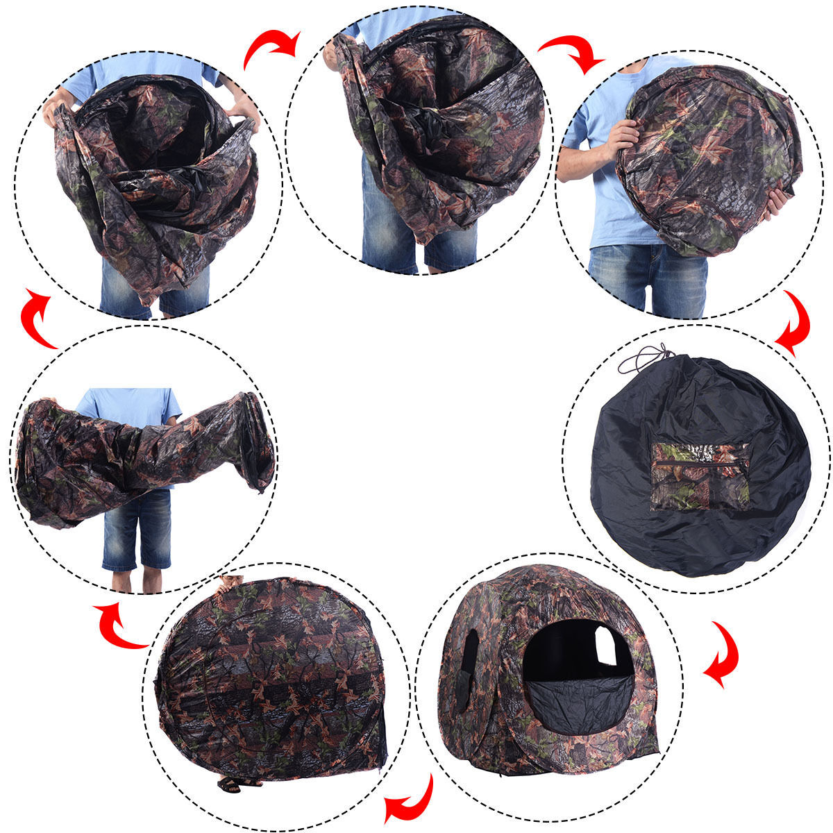 Portable Hunting Blind Pop Up Ground Camo Weather Resistant Hunting Enclosure