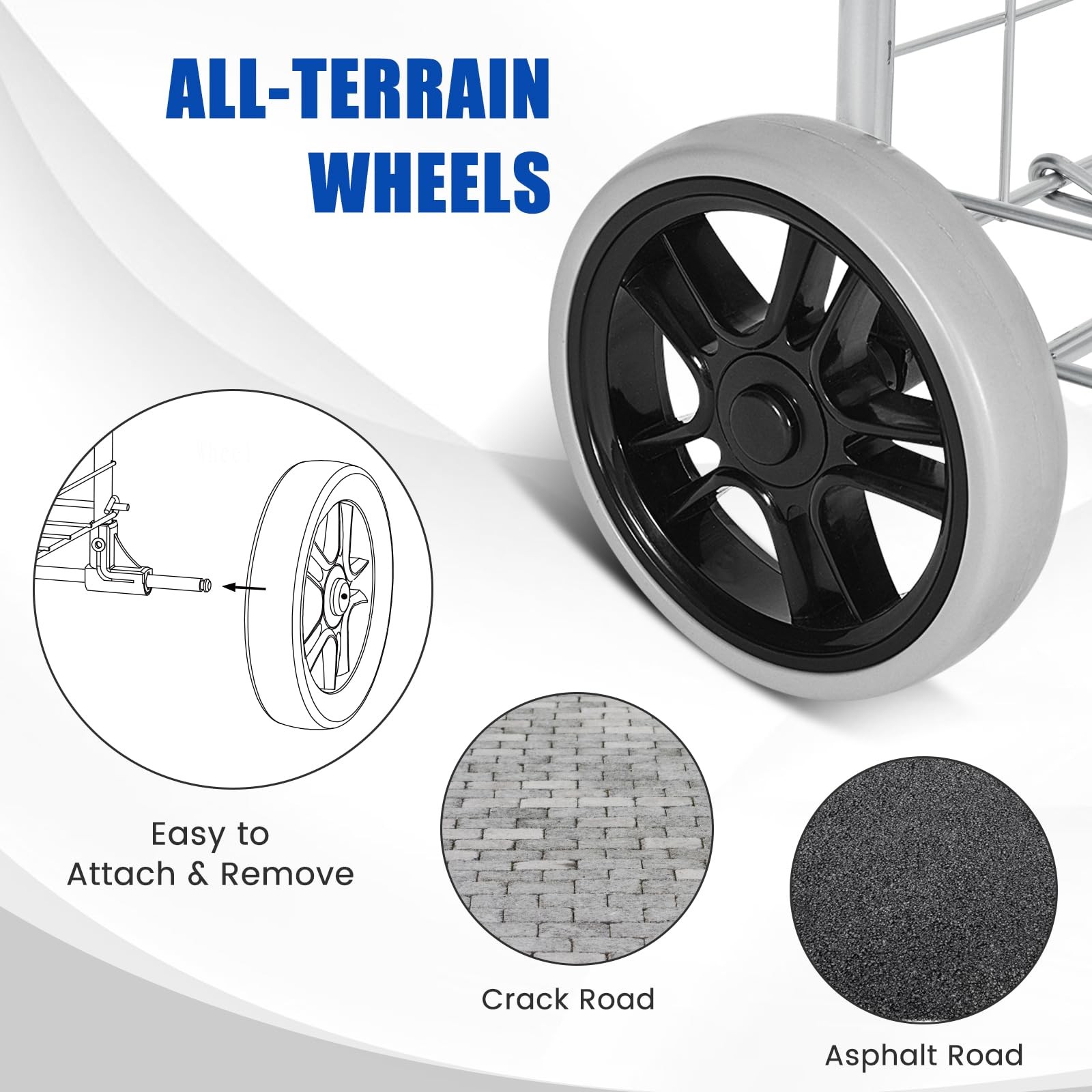 Foldable Heavy Duty Utility Cart Large Wheels Lightweight for Grocery Laundry