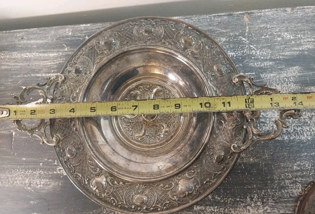 Antique Silver Plate Candy Dish W Handles