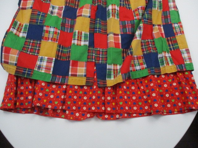 Pilgrim Pioneer Costume Girl Colonial Prairie Dress Apron Bonnet Floral Plaid