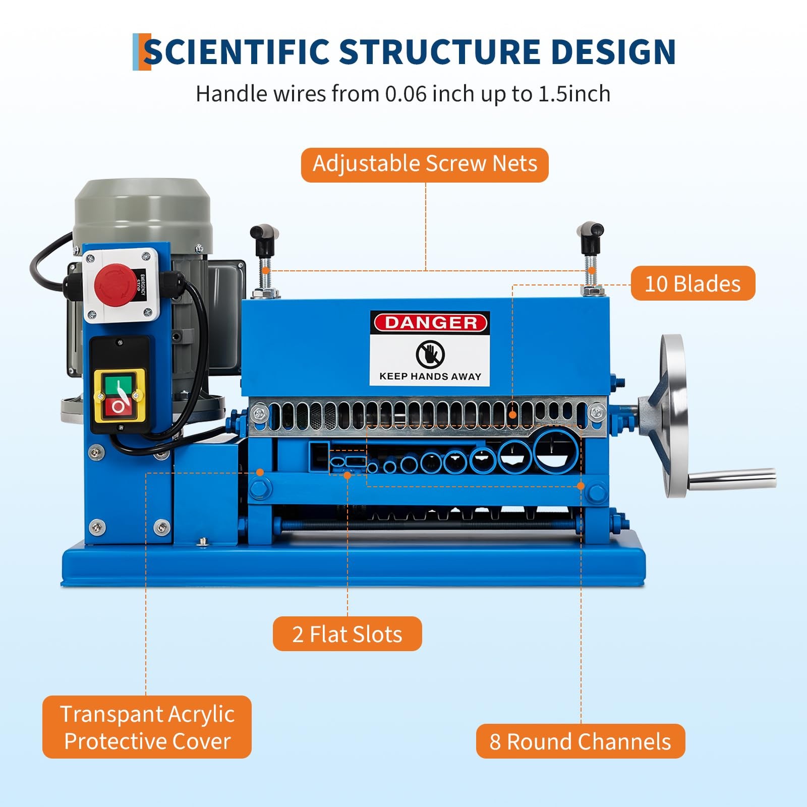 Electric Wire Stripping Machine ,Portable Scrap Cable Stripper 0.06"-1.5" 370W