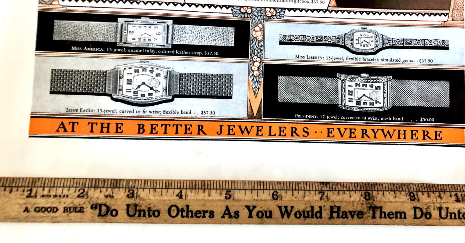 Vintage 1929 Bulova Watches Advertising Sign Original Ad