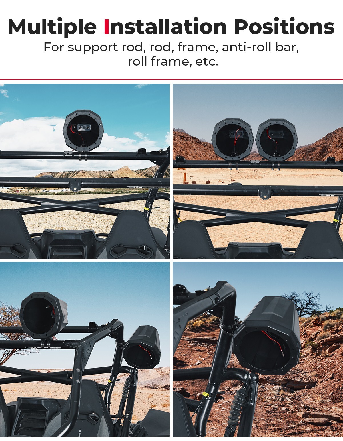 Universal UTV ATV 8" Speaker Pods Cage Enclosure For Polaris Can Am Honda