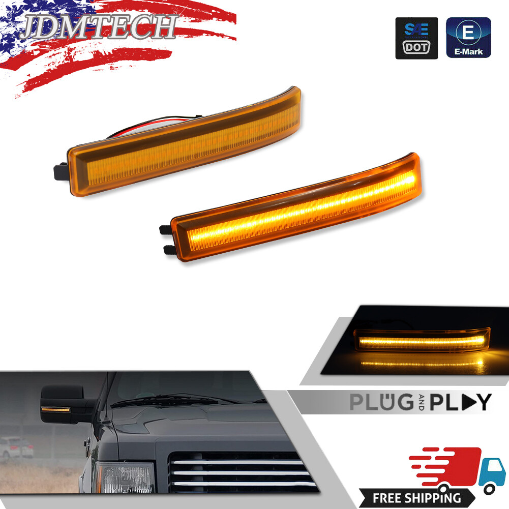 LED Side Mirror Amber Lens Turn Signal Light Lamps For Ford 2009-2014 F150 F-150
