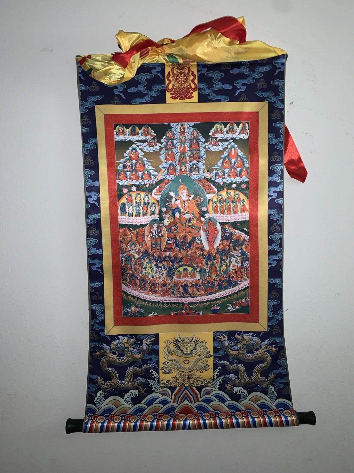 Buddha Tibetan Thangka Art 20 x 34" tapestry printed fabric nice Urgyan Chang