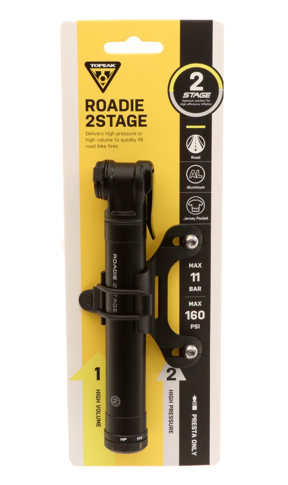 Topeak Roadie 2Stage Aluminum Pump Presta 160 PSI TRD-2STG 89g Bike Pump NEW