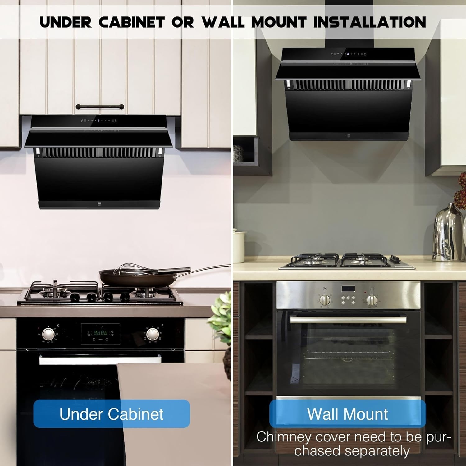 30 inch Under Cabinet Range Hood 900CFM Touch Panel Tempered Glass 3-Speed Fan