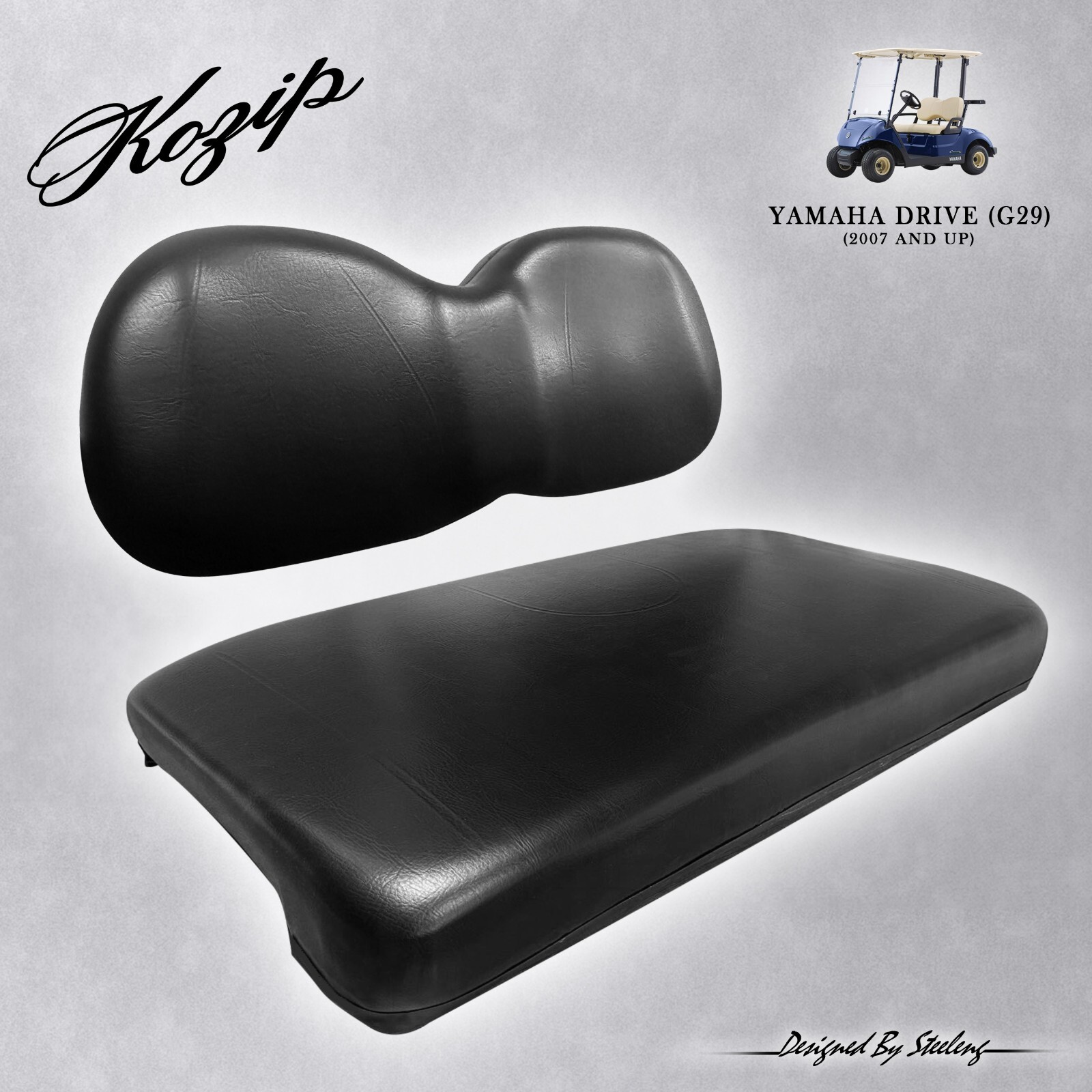 'KOZIP' OEM YAMAHA DRIVE(G29) GOLF CART FRONT SEAT/BACKREST CUSHION SET  (BLACK)