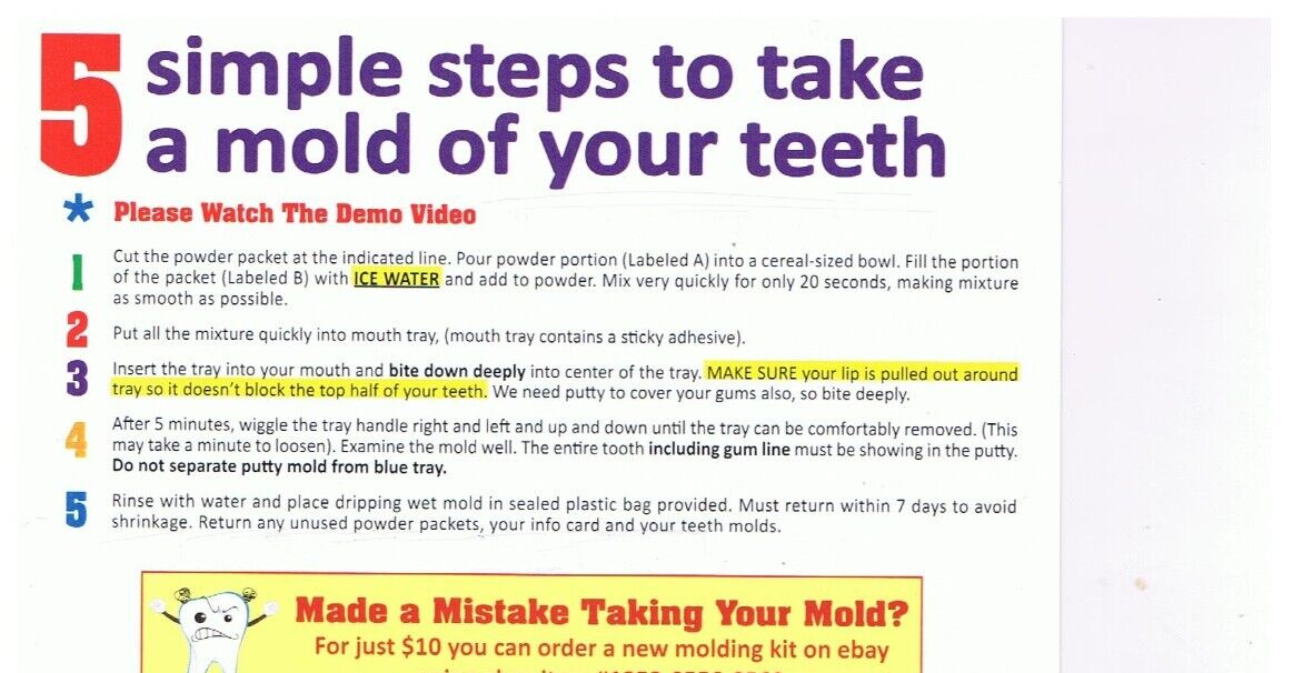 Teeth Molding Impression Kit- Recommended to be used by our current clients