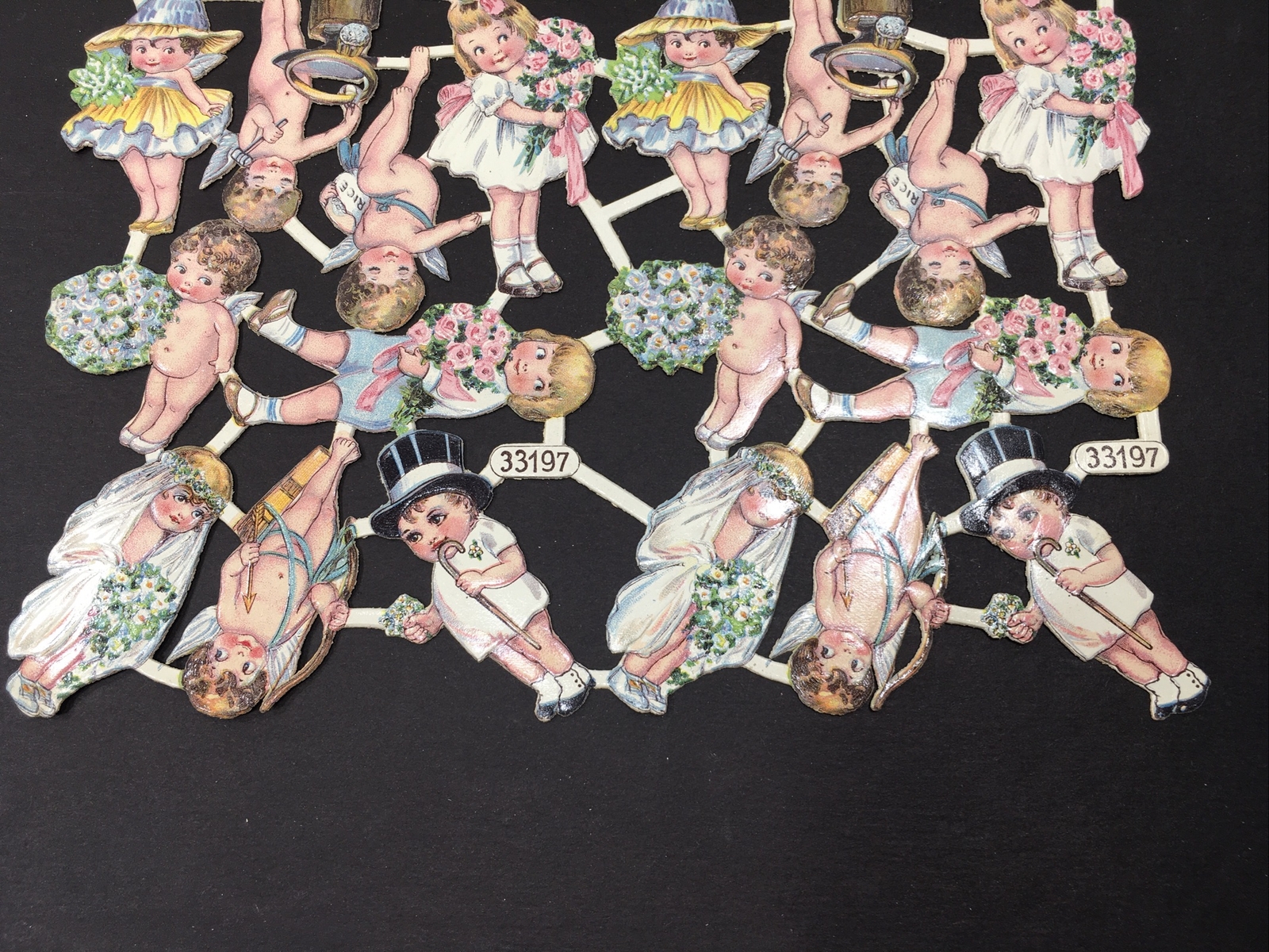 Vintage Germany AGPCO 33197 Victorian Wedding Cupid Die Cut Scrapbook