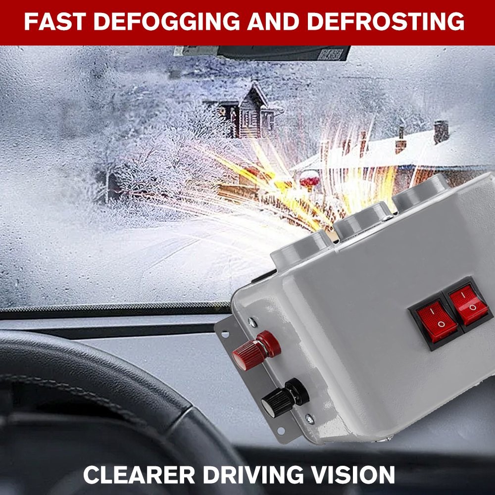 Interior Heater 12V 800W Dual Gear 3 Hole Compact Car Demister Winter Fast Heat