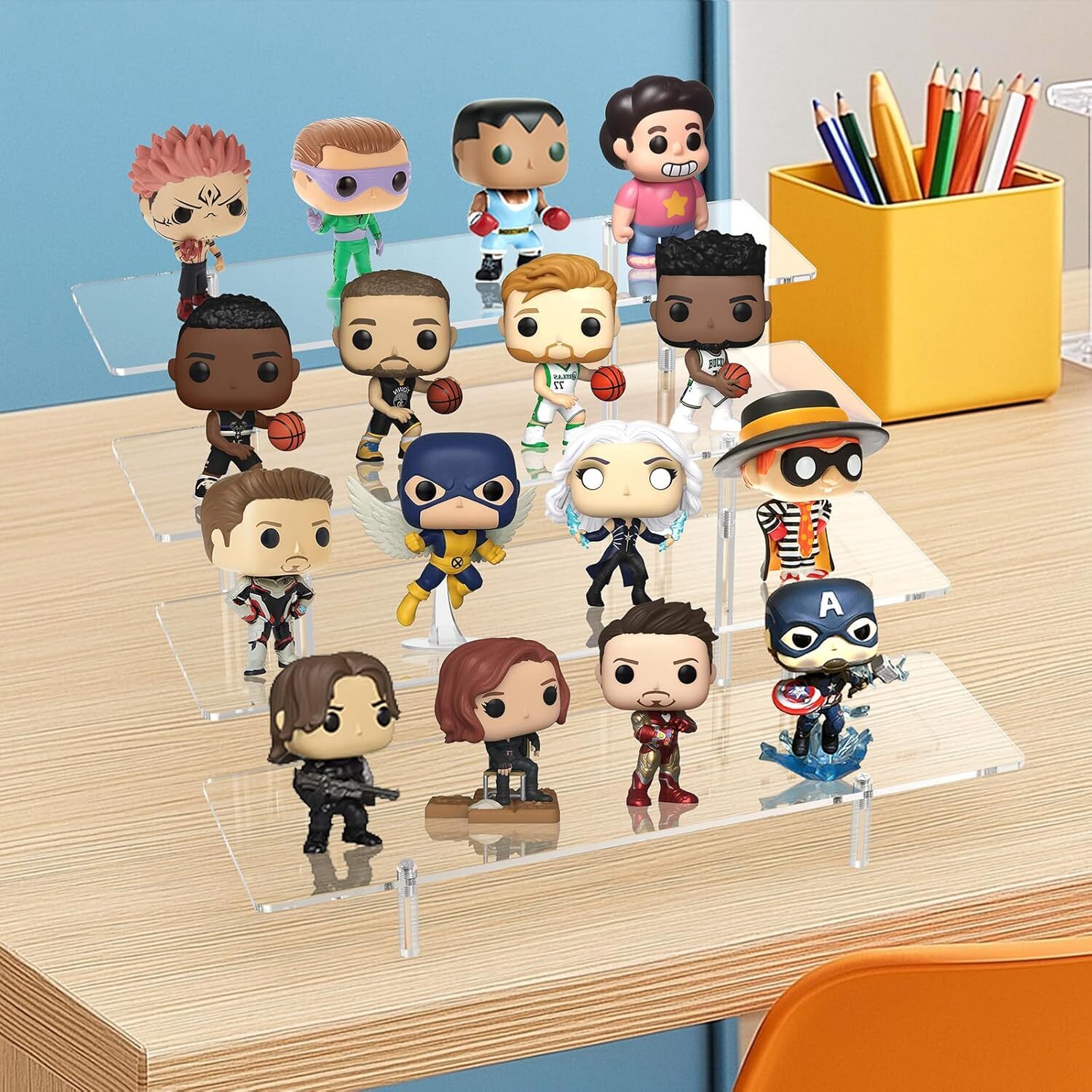 Acrylic Display Riser Stand Shelf Clear 4 Showcase Toys Retail Display Rack Cand