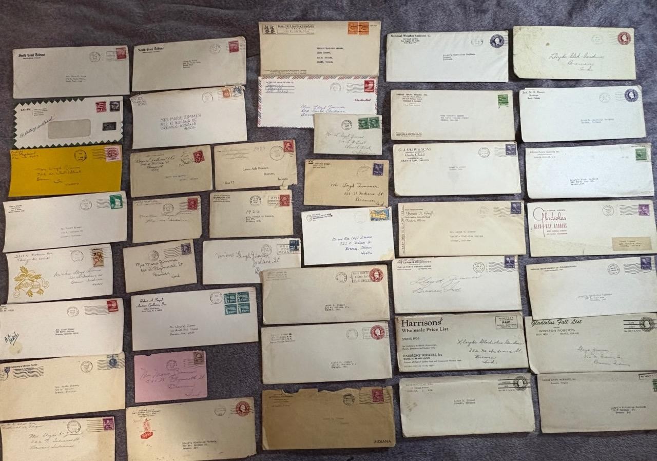 200+ Vintage Stamped Envelopes w/ Gladiolus Flower Gardens Related Letters