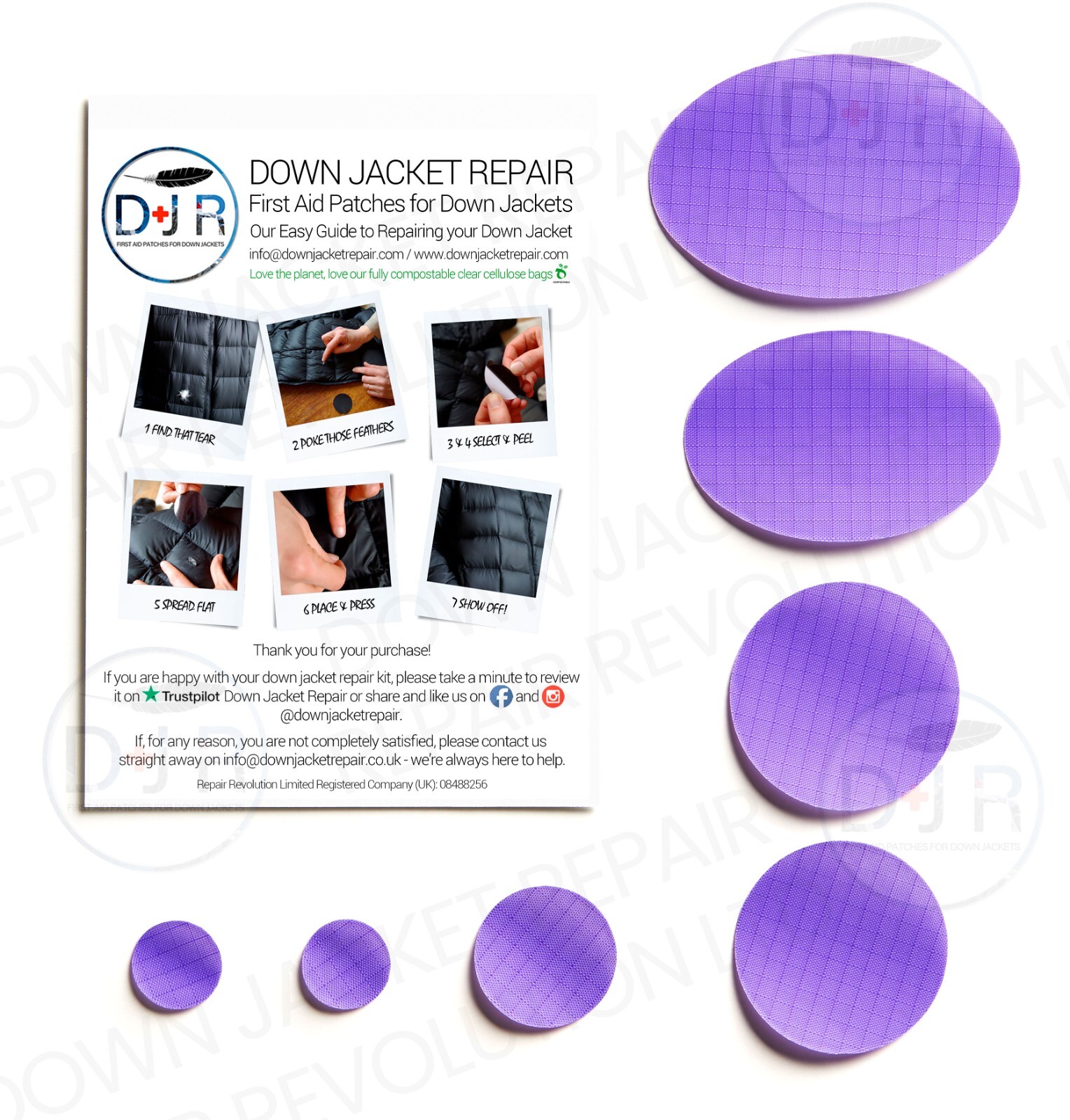 Repair Patches (Self-Adhesive) for Down Jackets & Sleeping Bags - 24 Colours!