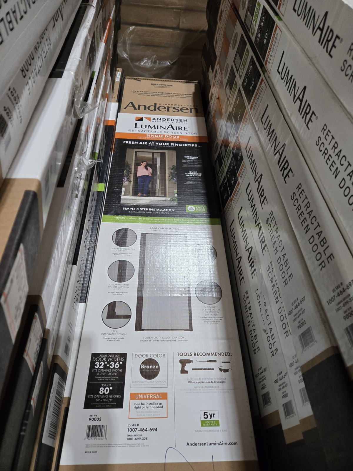 ANDERSON 32-36" x 80" Luminaire Bronze Single Universal Retractable Screen 2Aisl