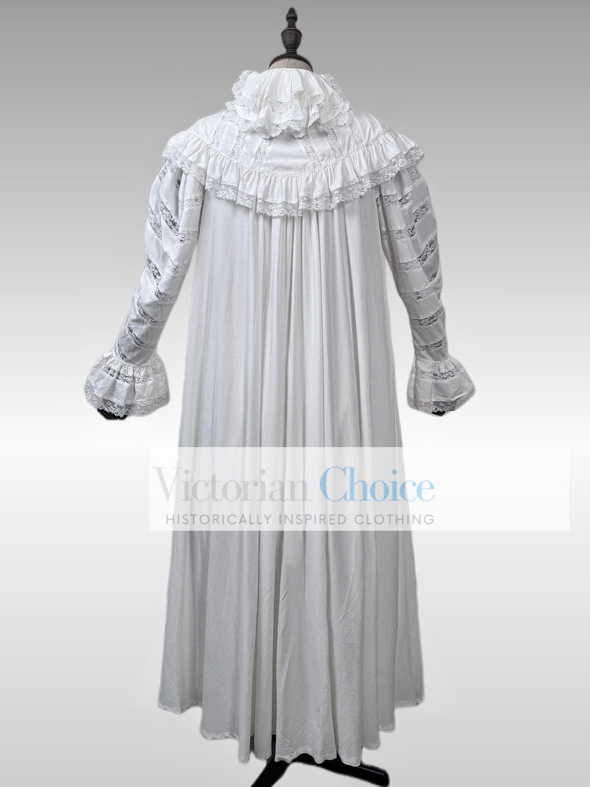 Victorian Edwardian Vintage White Cotton Nightgown Nightdress Ankle Length SD002