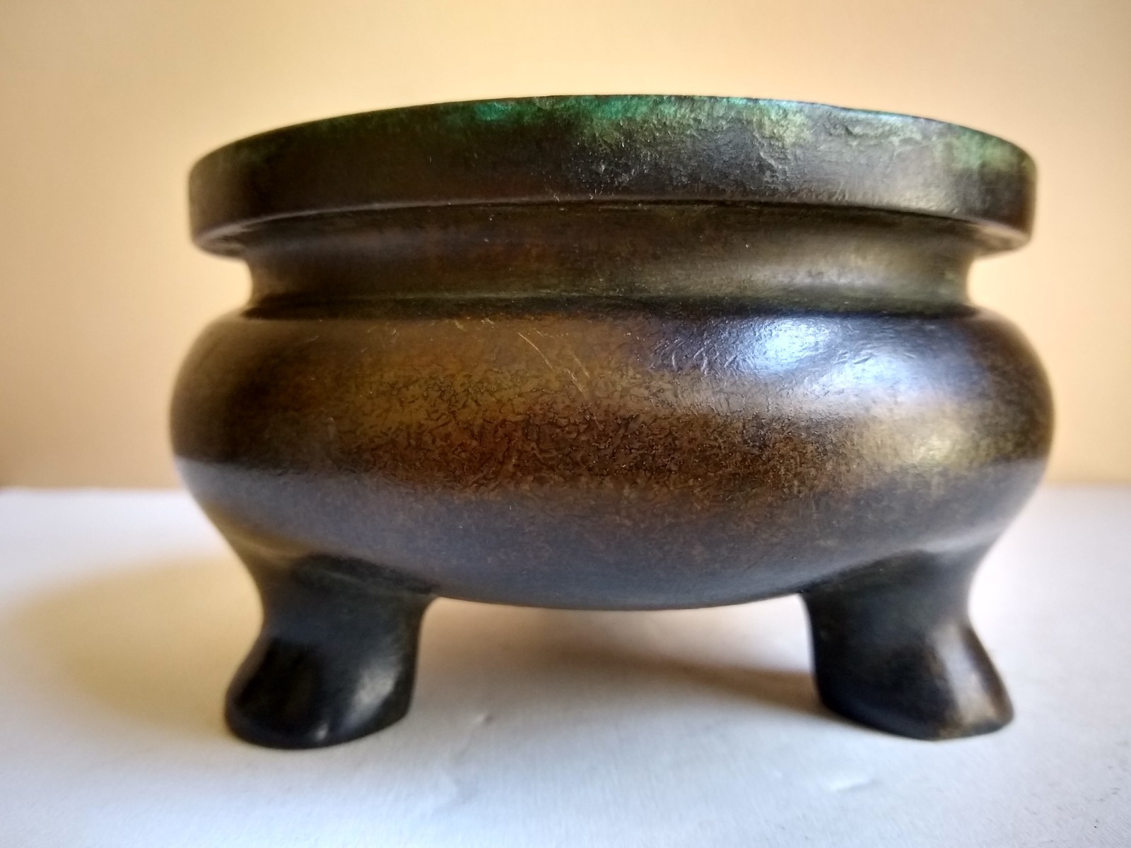 Antique Chinese QING Dynasty Bronze Censer marked ZHENWAN. 17th-18th Century.