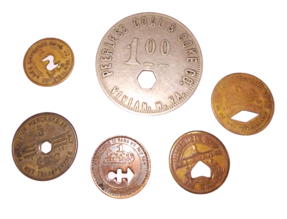 Vintage Wva Coal Script Tokens / Coins Money