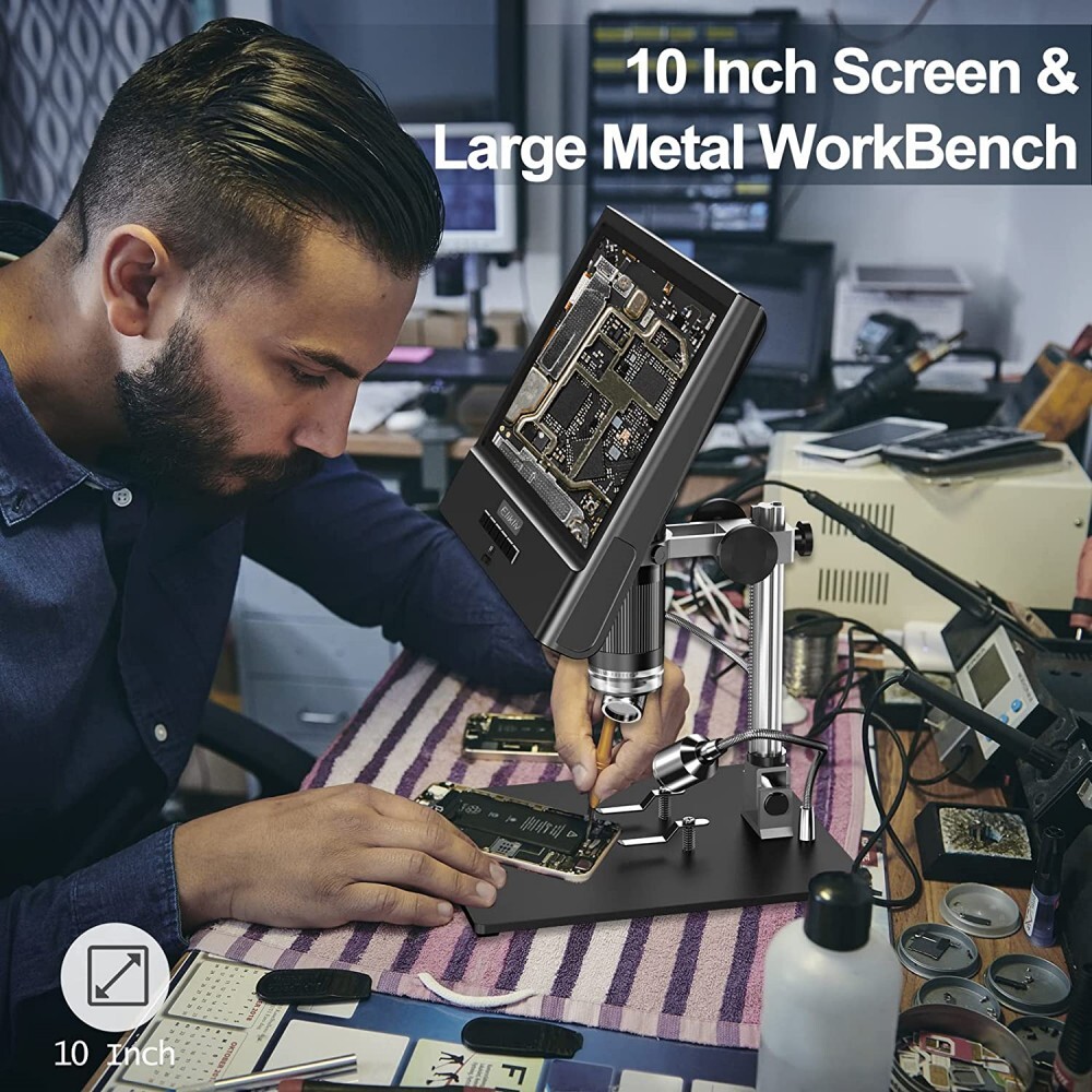 Elikliv Digital Microscope 10'' 12MP 1300X Coin Magnifier with Light for Adult