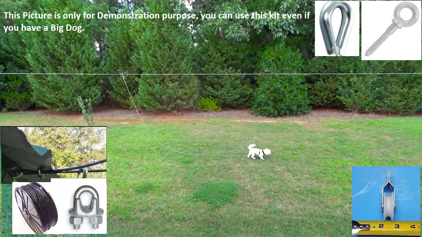 Dog Run Trolley Aerial Runner Steel Cable  - 150 FT