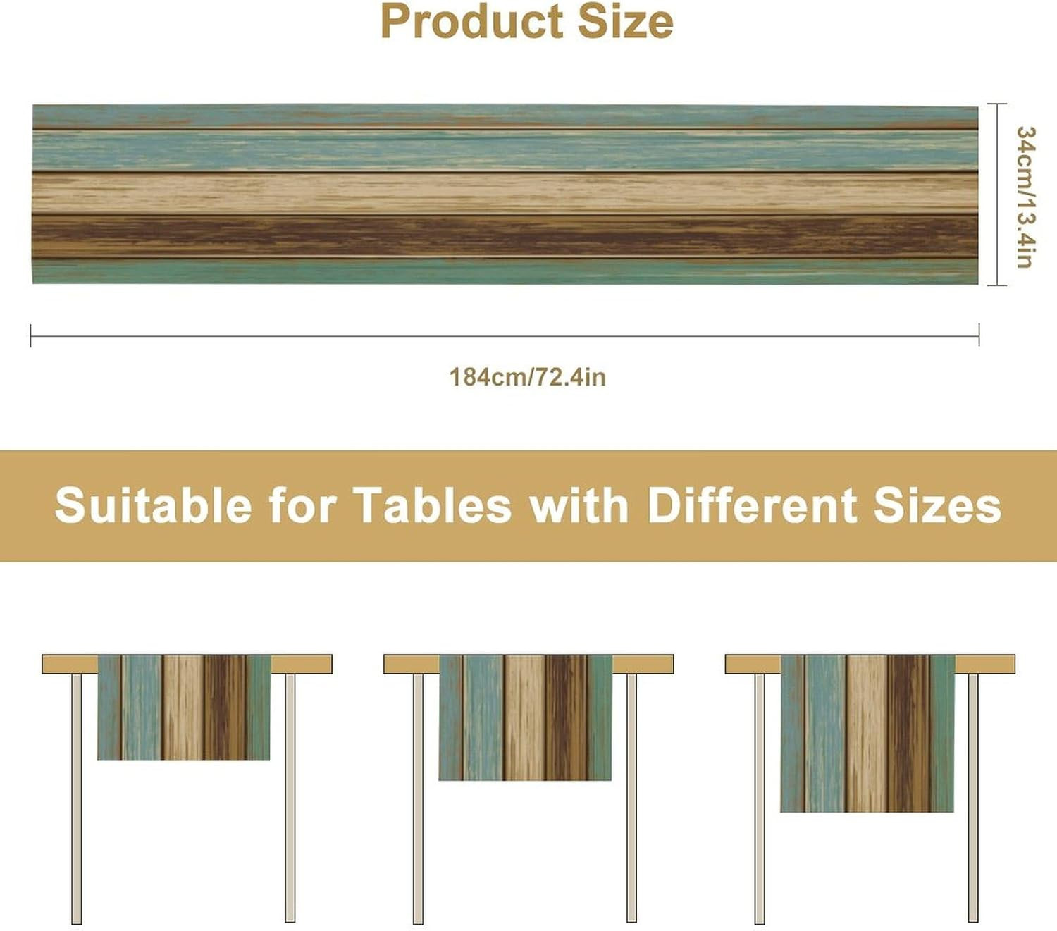 Farmhouse Cotton Linen Table Runners 13 X 72 Inches,Rustic Blue Table Runner for