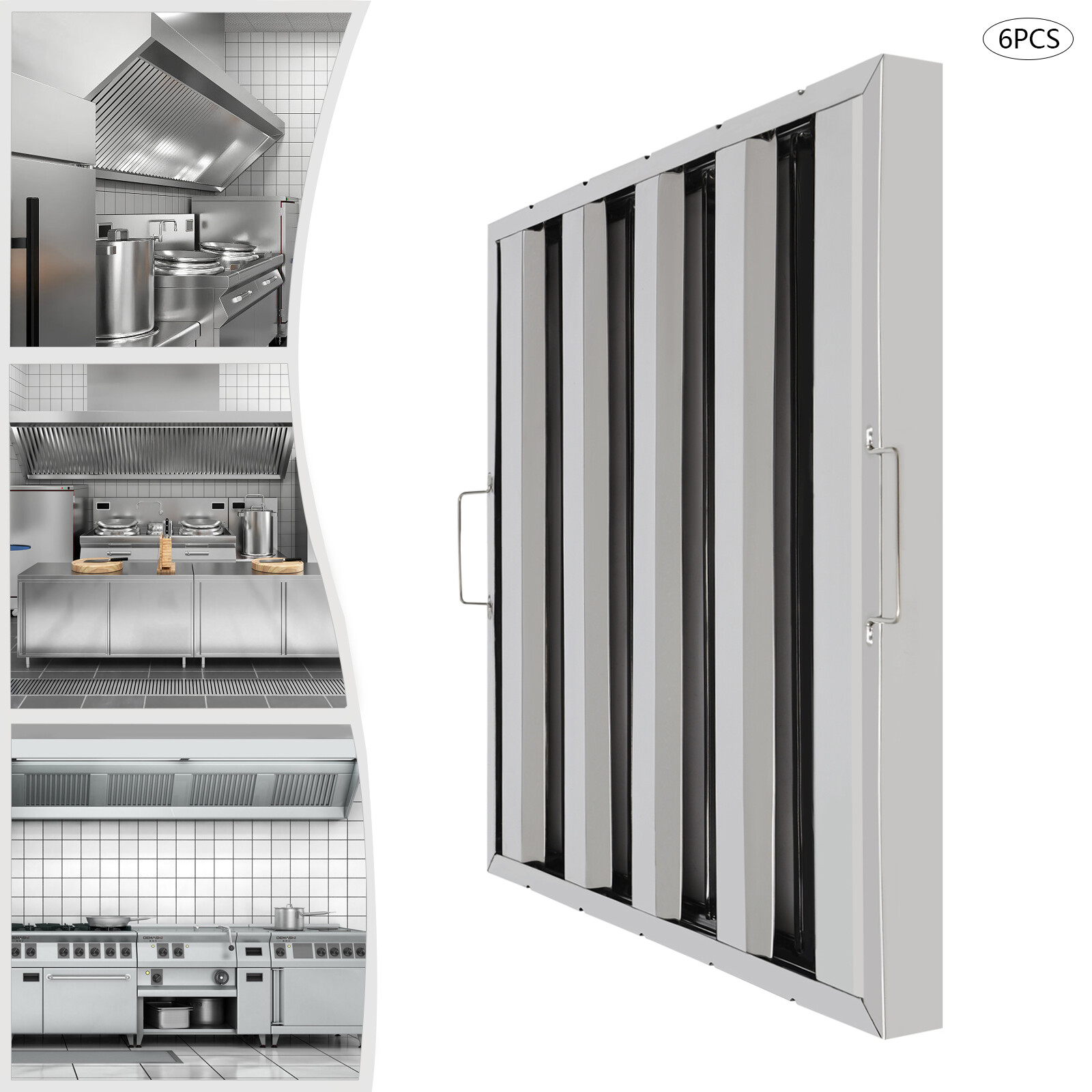 20"X20" Commercial Hood Filters 6 Pcs Stainless Steel Hood Grease Filter Baffle