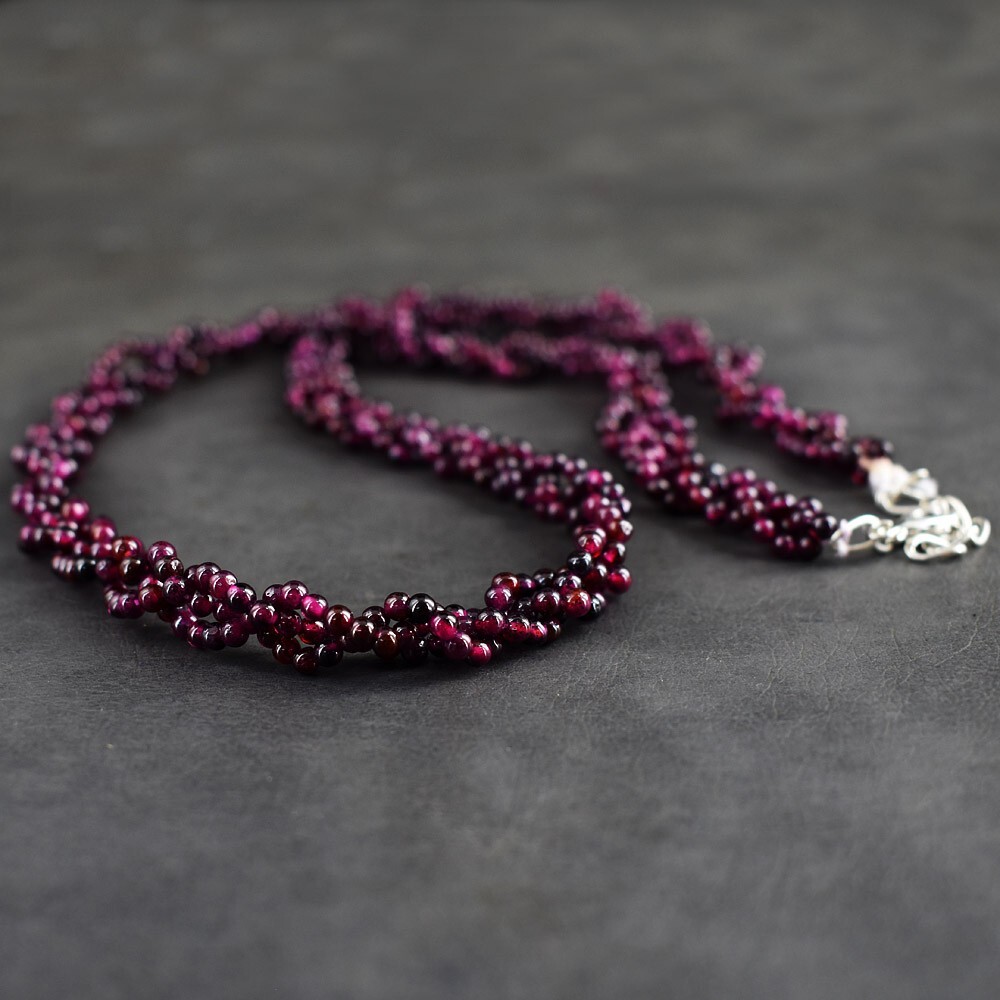 FASHIONISTA RARE 200 CTS NATURAL UNTREATED PURE RED GARNET BEADS NECKLACE