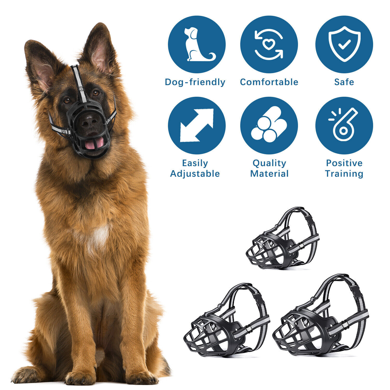 Adjustable Dog Muzzle Silicone Breathable Strong Basket Dogs Mouth Muzzles USA