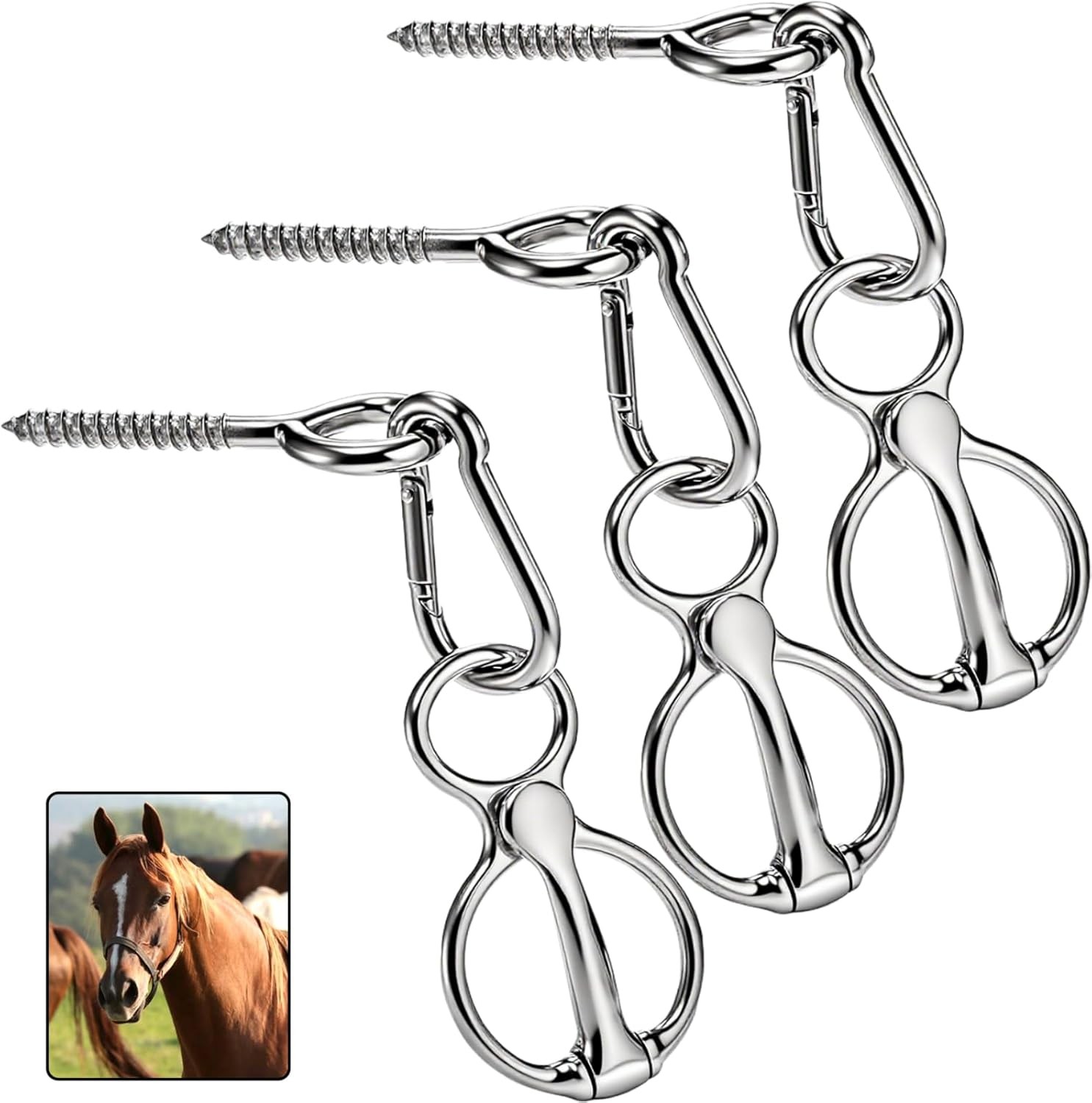 3 Pack Horse Tie Ring Tie Ring for Horses 304 Stainless Steel Horse Training Way