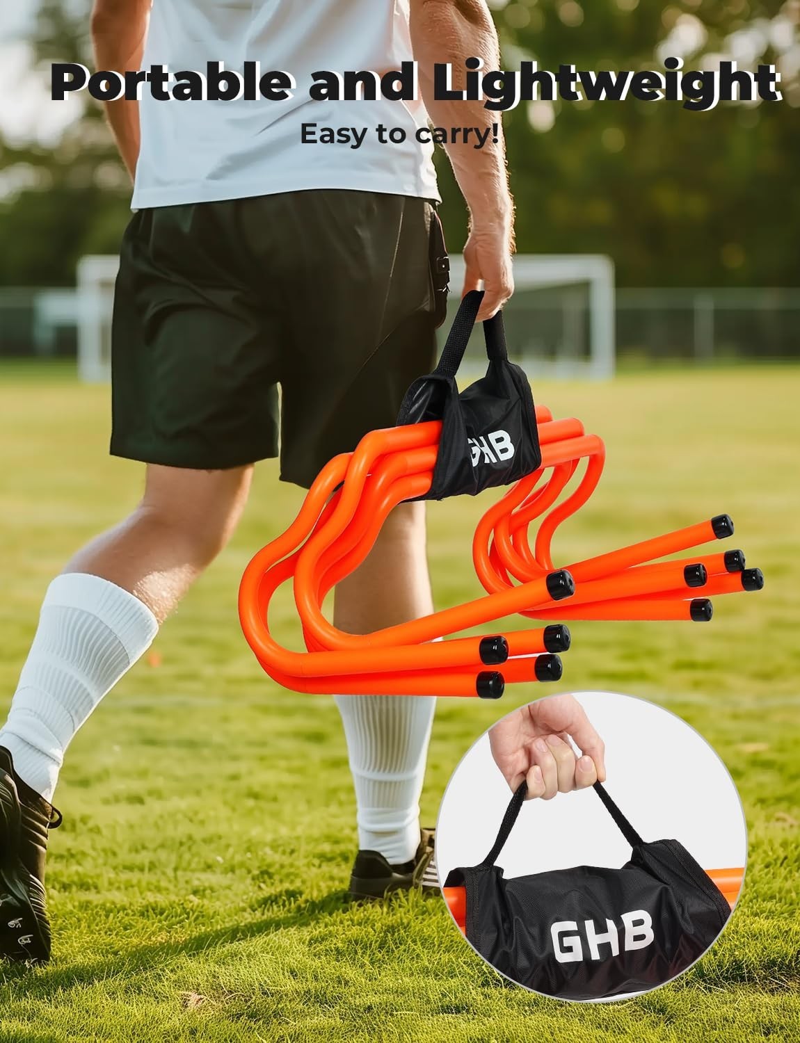 GHB Agility Hurdles Speed Training Hurdles, Detachable 5 Pack, orange