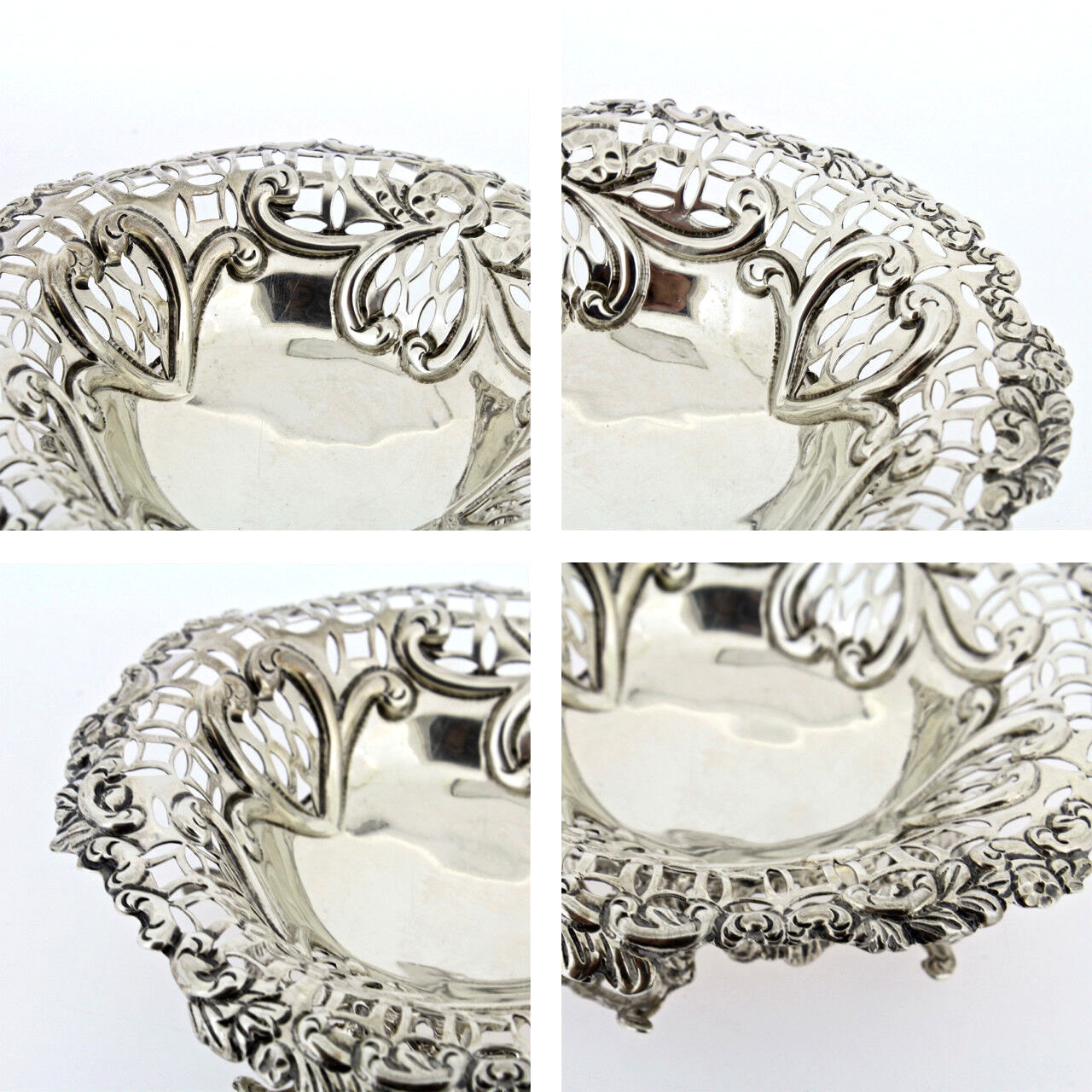 Antique English Sibray Hall & Co. 1892 Sterling Silver Sweetmeat Bon Bon Dish