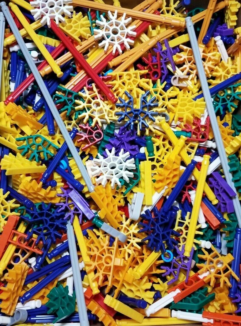 500 KNEX Rods & Connectors Mix w/4 Wheels Standard Classic Parts Replace K'NEX