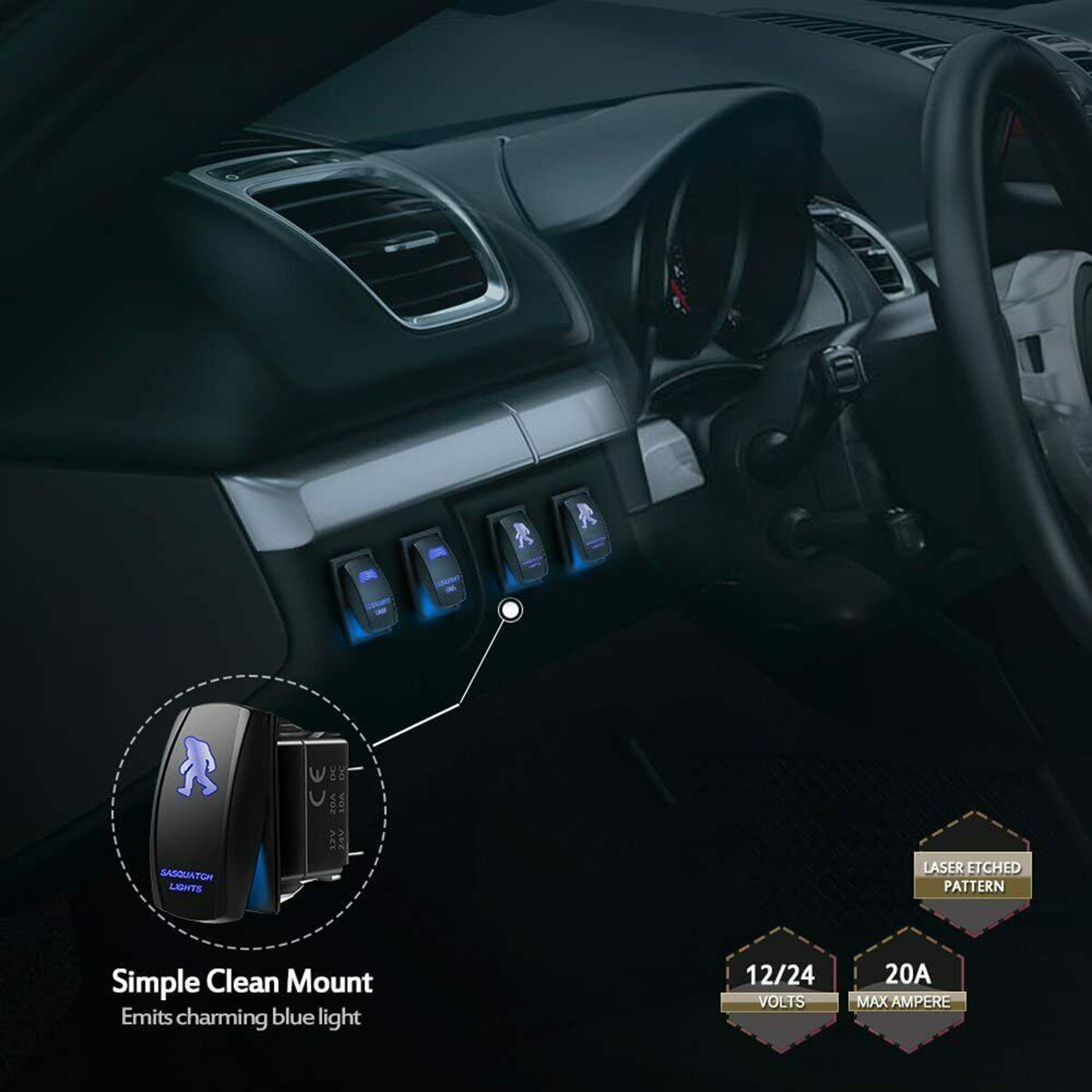 5Pin Blue Light Control Rocker Toggle Switch For ATV UTV ARB Carling Truck Boat