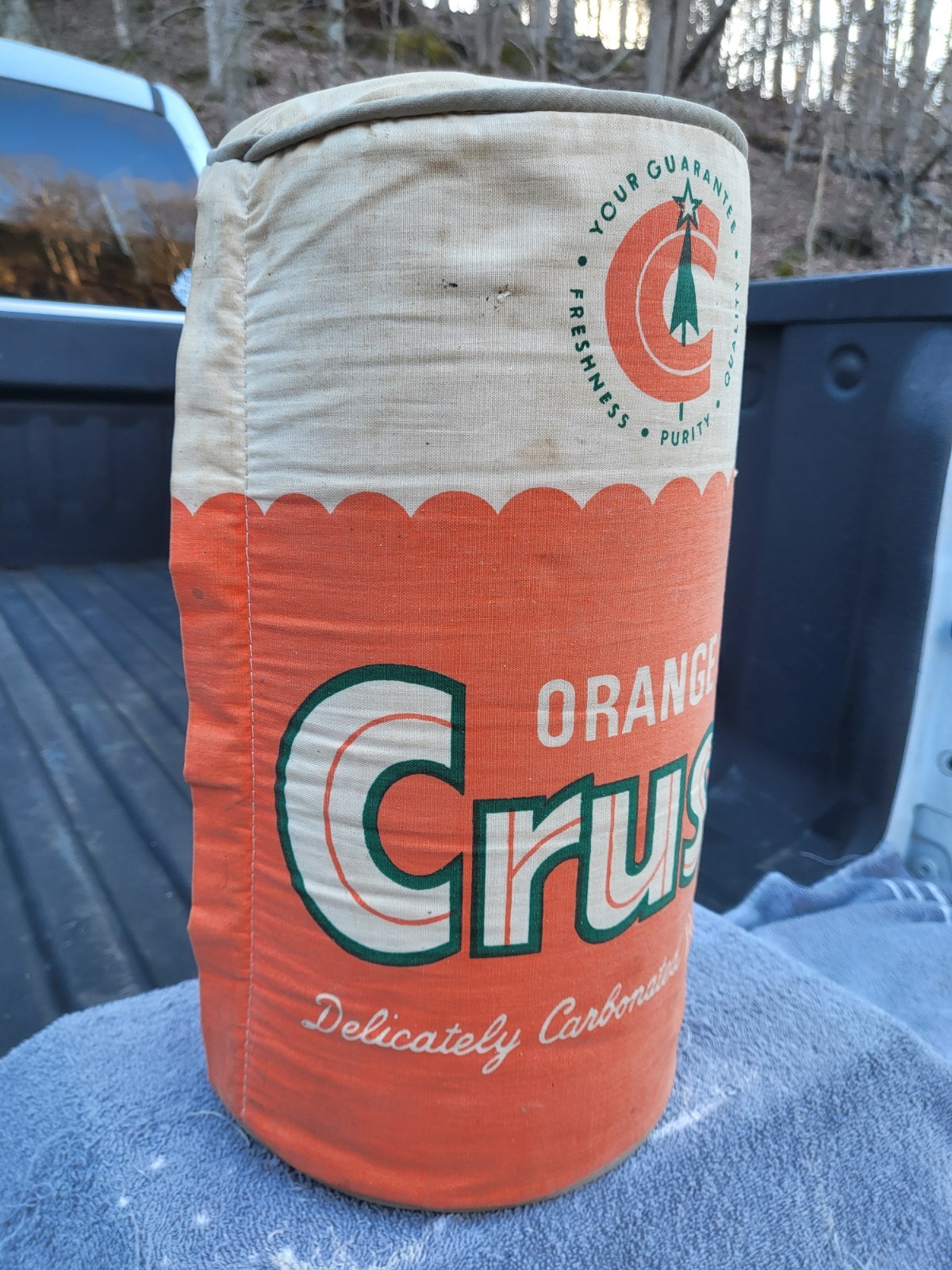 Orange Crush Pillow Can Advertising Sign, NOT FLANGE.