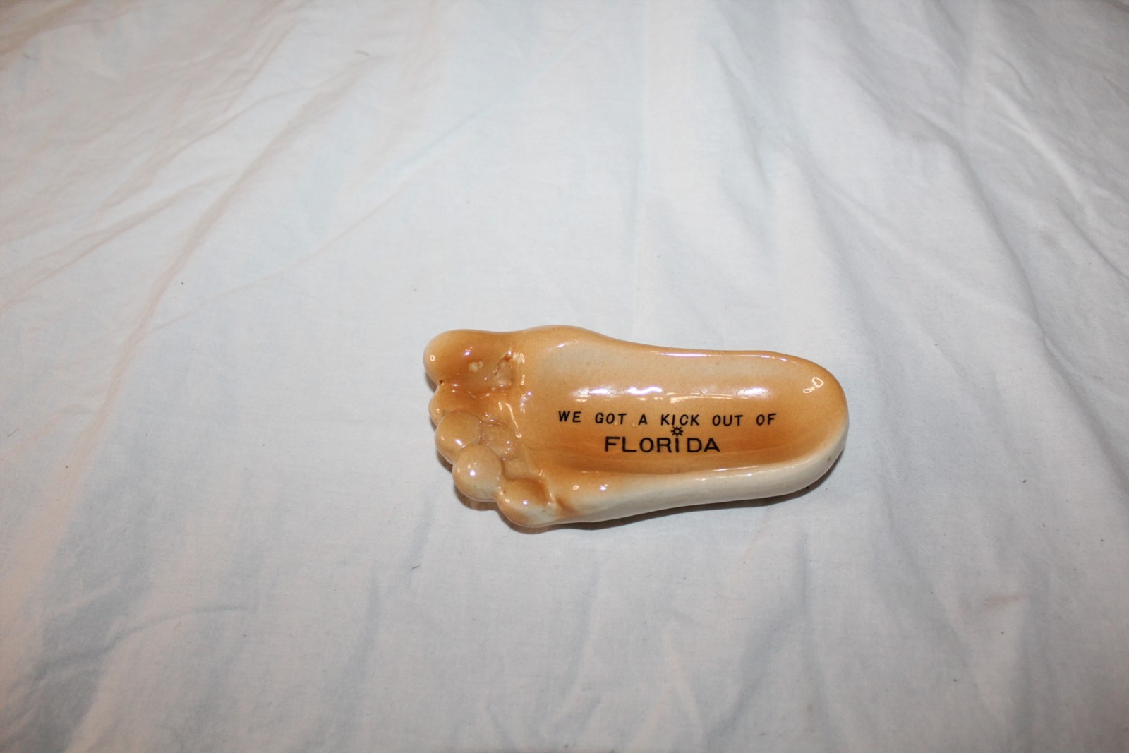 Ceramic Souvenir We Got A Kick Out Of Florida 5" Footprint Vintage