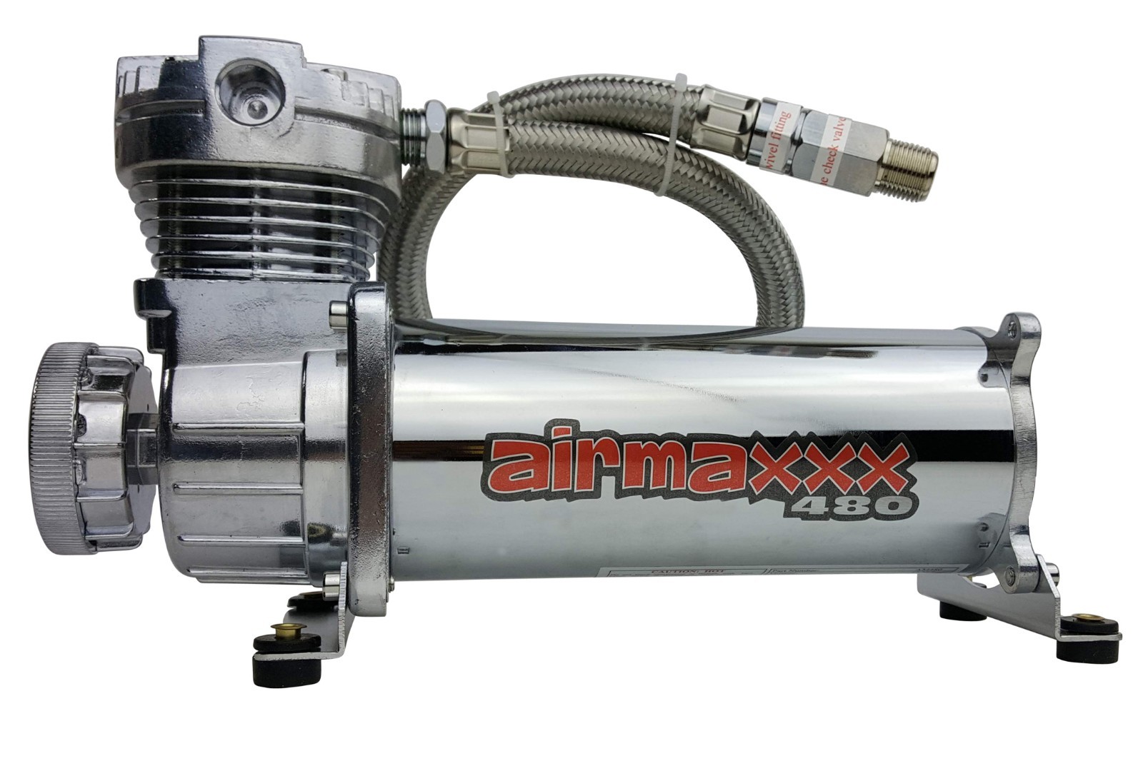 airmaxxx 480 Chrome Air Compressor & 150 Off Switch For Horn Air Ride Suspension