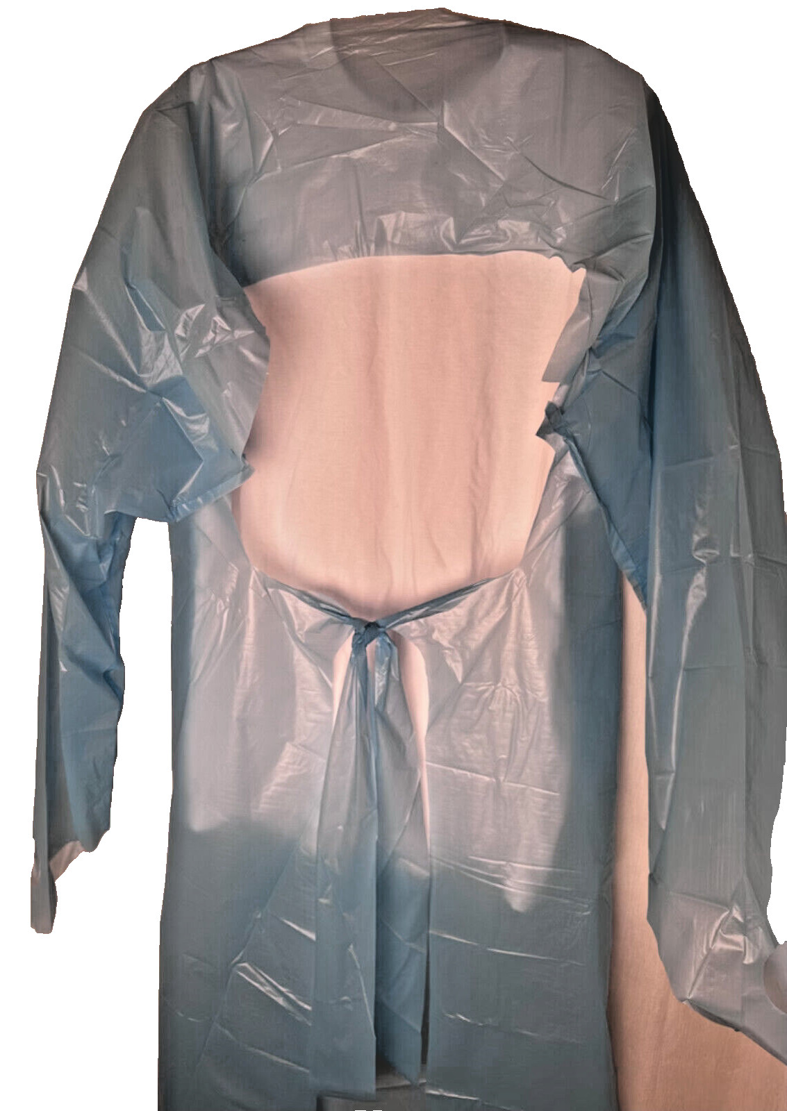 18 Blue Disposable Isolation Gowns, Open Back w/Dual Ties & Sleeve Thumb Holes