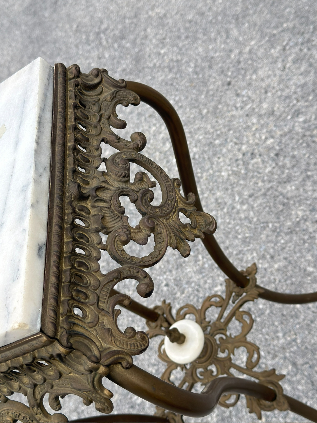 antique victorian bronze ornate marble top plant fern stand pedestal 1890