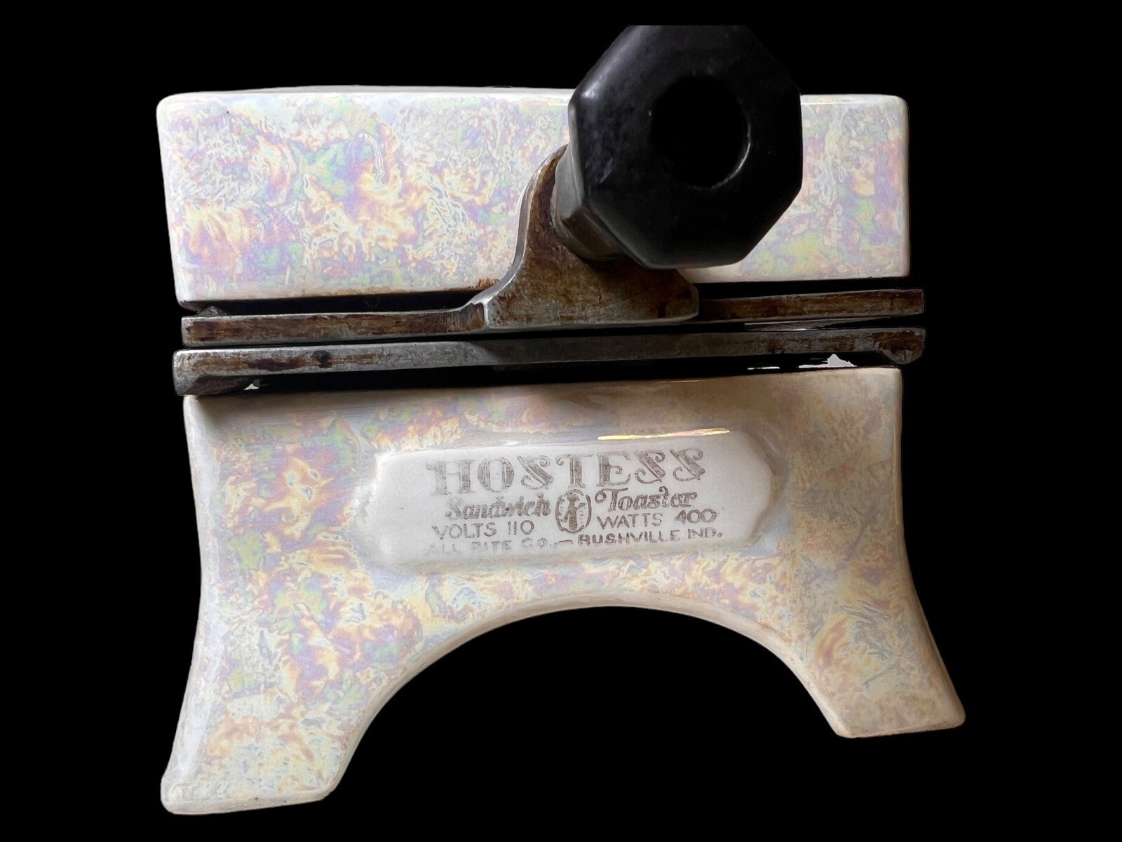 1930's Art Deco Hostess Sandwich Toaster Panini Press Porcelier White W/ Cord