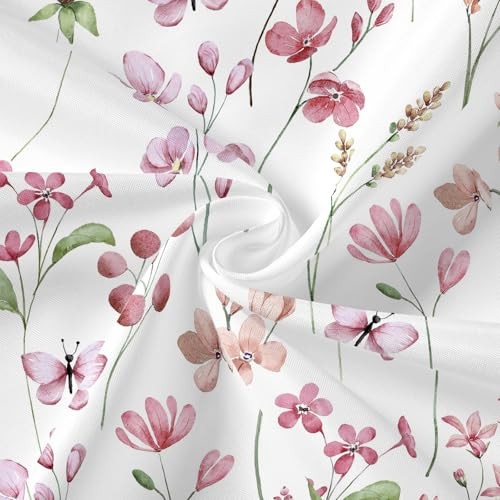 Watercolor Floral Shower Curtain Butterfly Flower 72"W x 72"L (Pack of 1) Pink