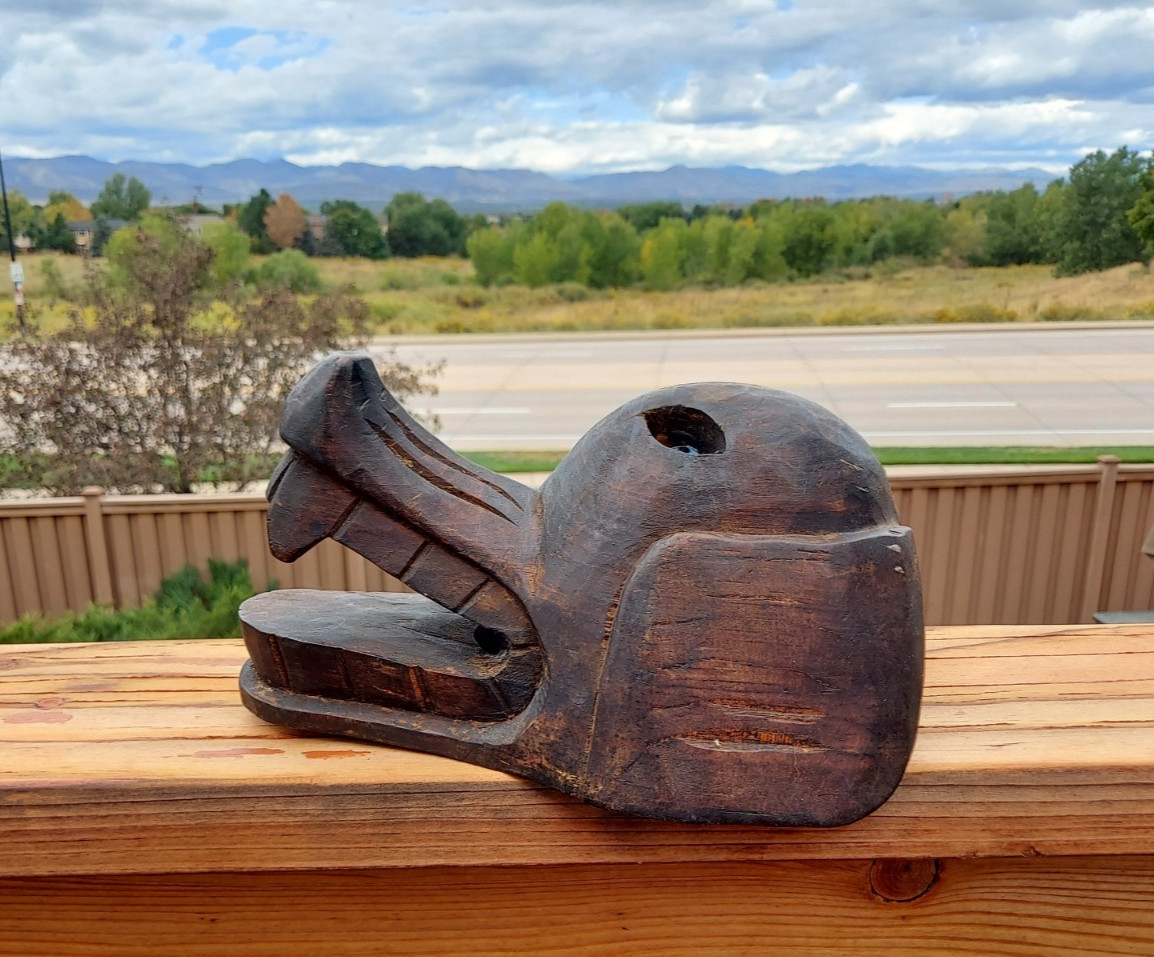 Vintage Mexico / Central American Carved WOLF Mask