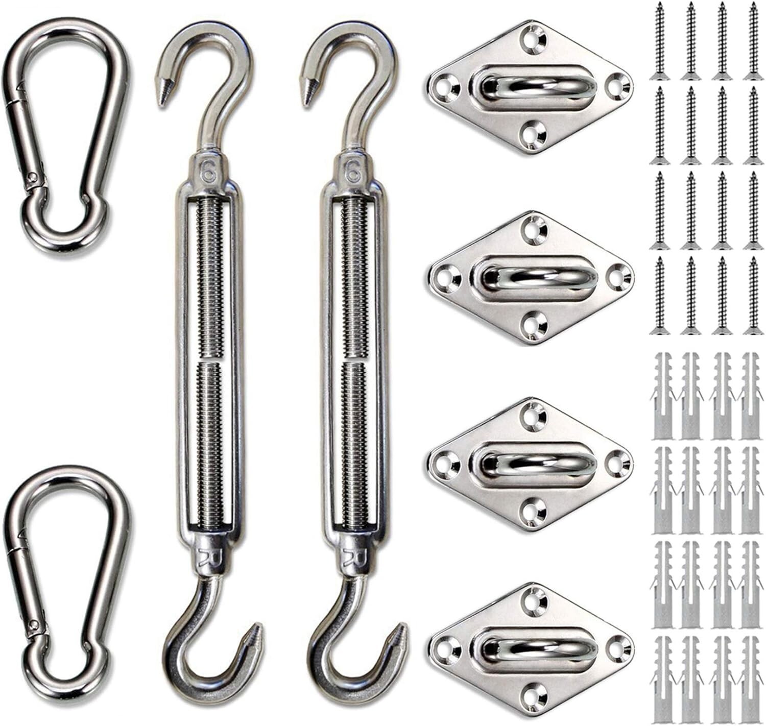 6 inch Rectangle Sun Shade Sail Stainless Steel Hardware Installation Kit Tool