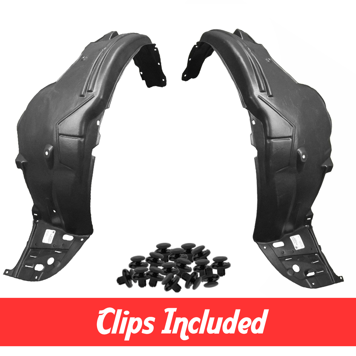 Front Fender Liner Set w/ Clips For 2013-2015 Honda Accord Sedan