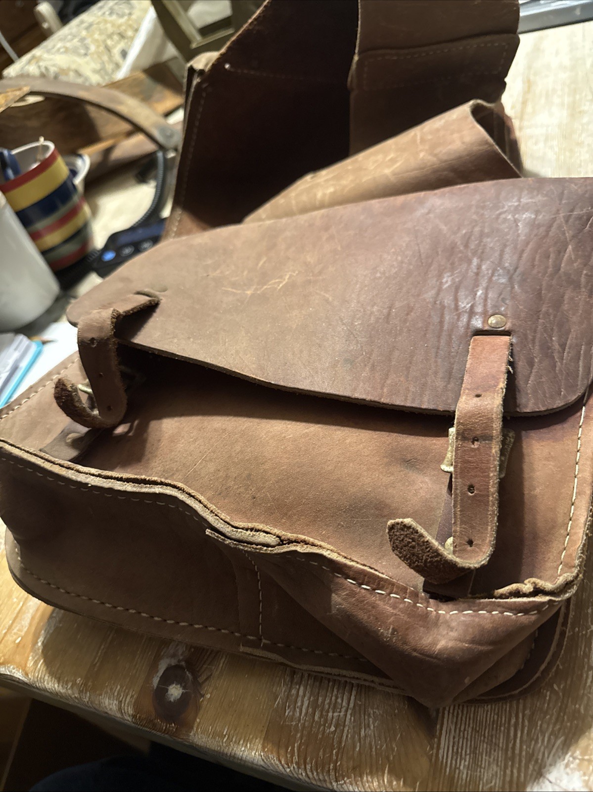 used vintage leather western horse saddle bags