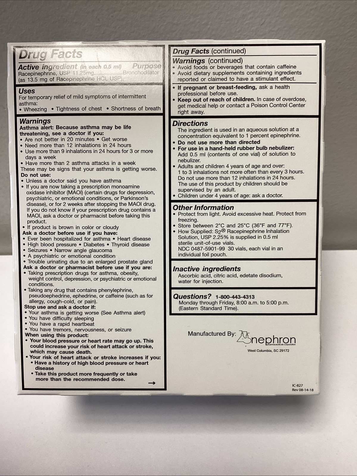 S2 RACEPINEPH 2.25 % BRC SOL 30X0.5 M UD