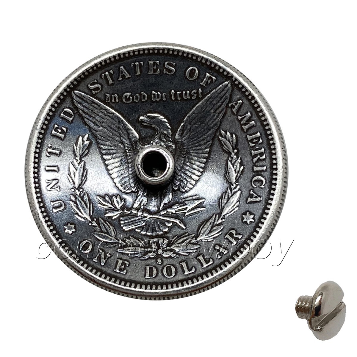 Morgan dollar coin concho Antique Color size 1-1/2" Leather Craft Art screw back