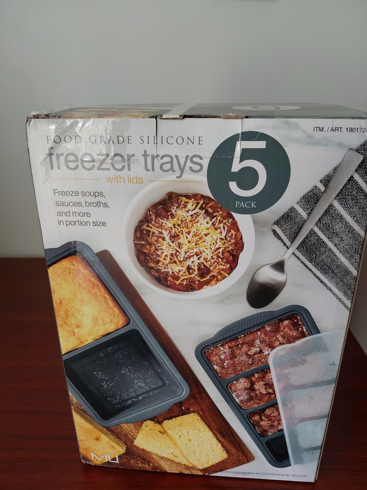 MIU Silicone Freezer Trays with Lids, 5-Pack BPA-Free  Meal Prep,  Baby Food NEW